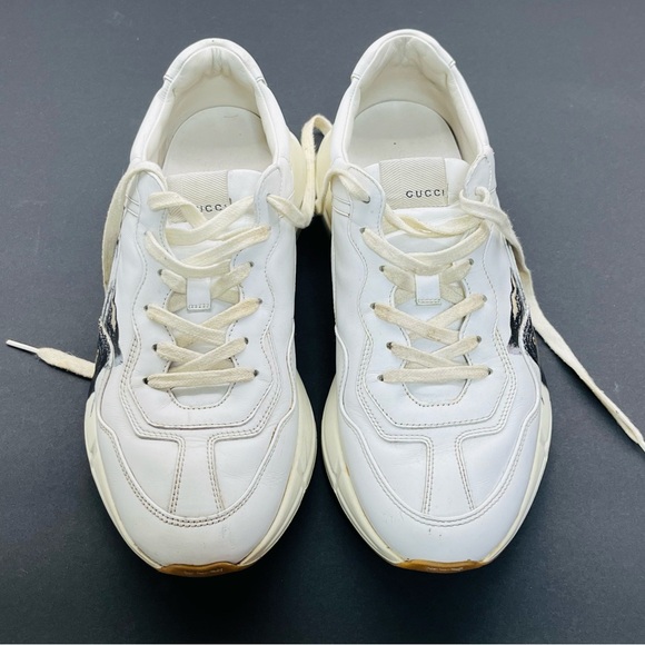 Gucci Rhyton Great White Tiger Leather Animal Print Logo Men's Sneakers Size 8 - Picture 3 of 10
